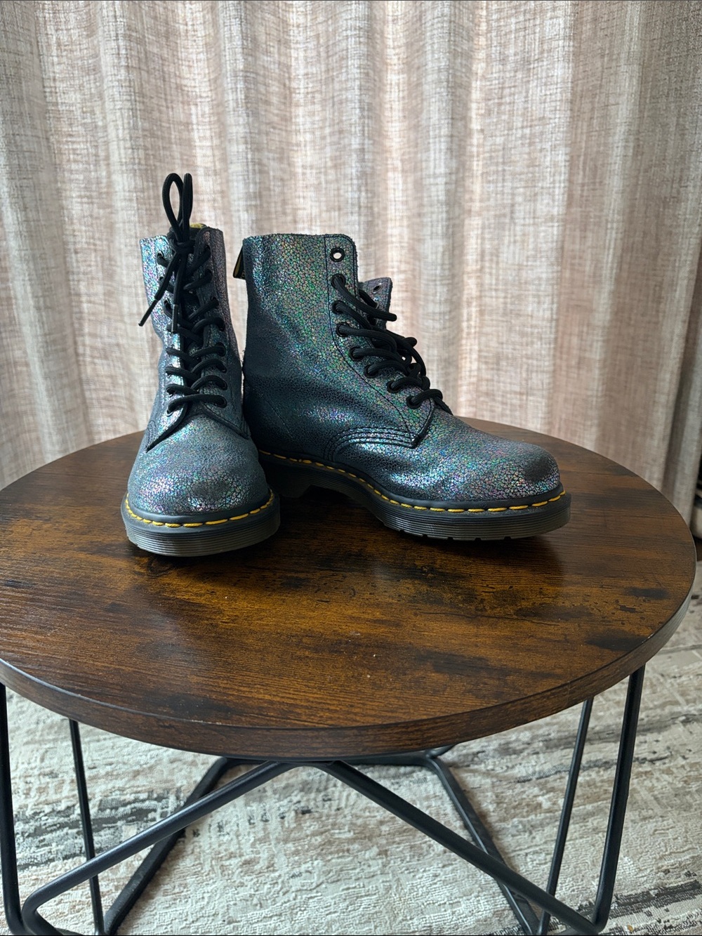 Dr. Martens Women's Black Iridescent Lace-Up Combat Boots